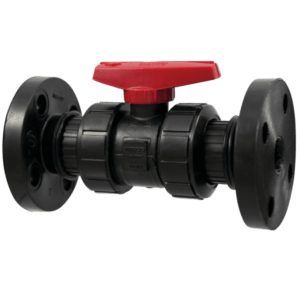 NIBCO Ball Valve Model C, Flanged Tru-Bloc True Union Black PP, FKM-FIG NO-F61TB-V