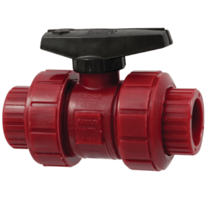 NIBCO Ball Valve Model C Socket, Tru-Bloc True Union Kynar Red PVDF Schedule 80 EPDM-FIG NO-S65TB-E